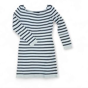 Indah Sweater Dress in White/Black Stripe , Size S